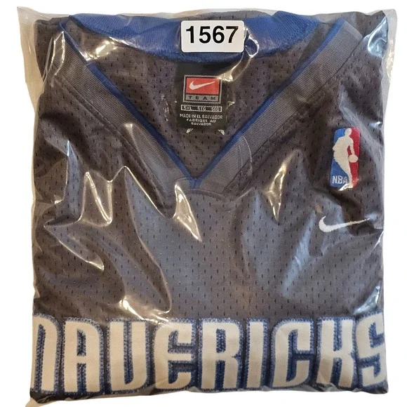 Dallas Mavericks Dirk‎ Nowitzki 41 Basketball Alt Jersey 5XL Grey Blue Nike NBA